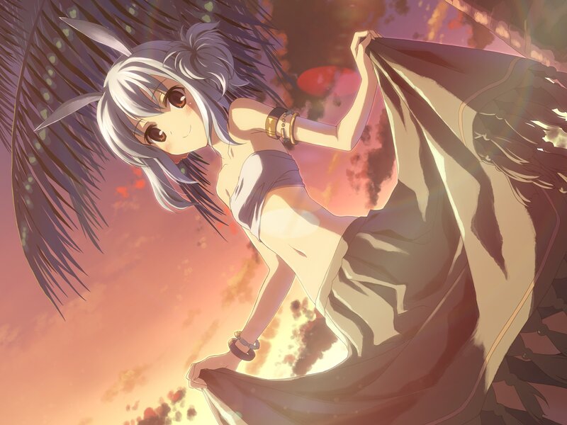Silver-haired Anime Girl — Orange, Serene