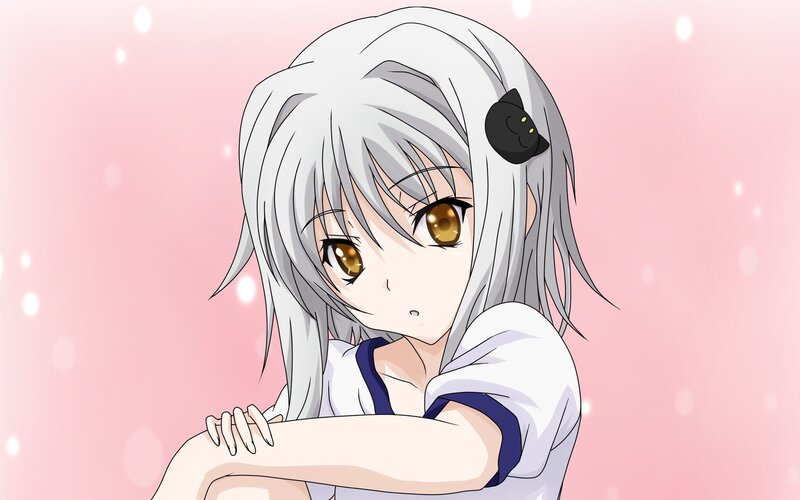 Silver-haired Anime Girl — Pink, Calm, Cat Hair Clip