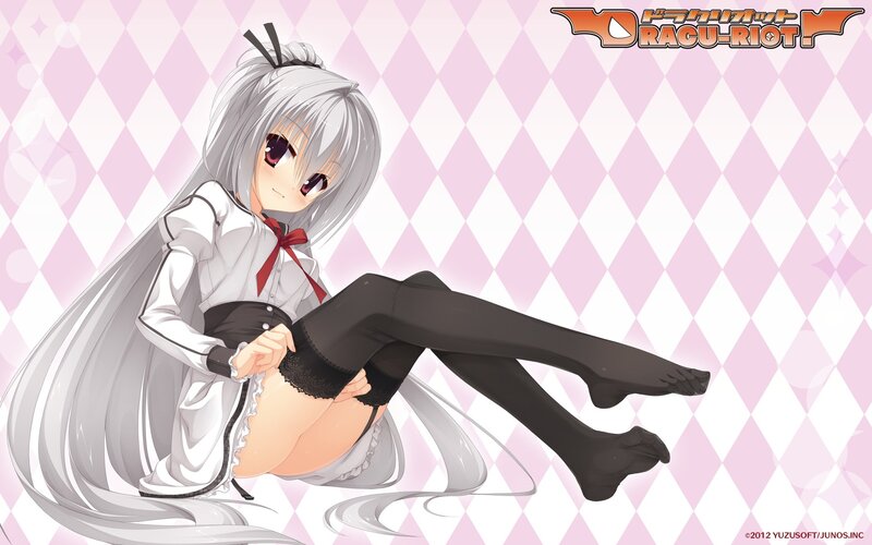 Silver-haired Anime Girl — Pink, Playful, Black Stockings
