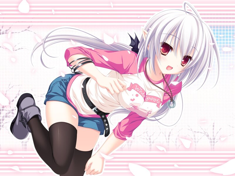 Silver-haired Anime Girl — Pink, Playful, Cat Ears