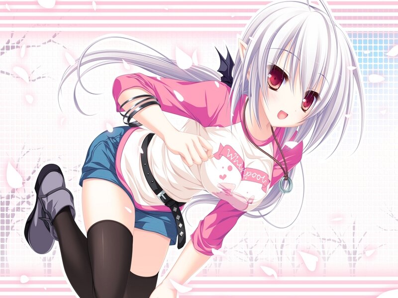 Silver-haired Anime Girl — Pink, Playful, Spring