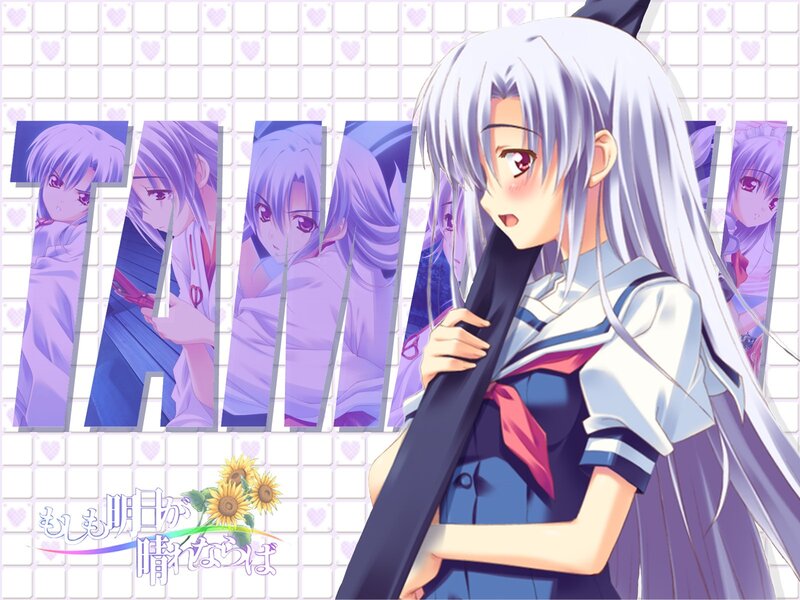 Silver-haired Anime Girl — Purple, Calm, School Uniform