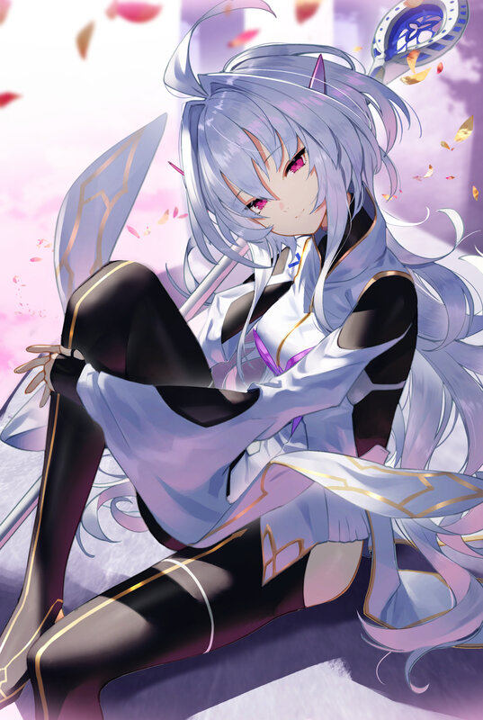 Silver-haired Anime Girl — Purple, Calm, Spring