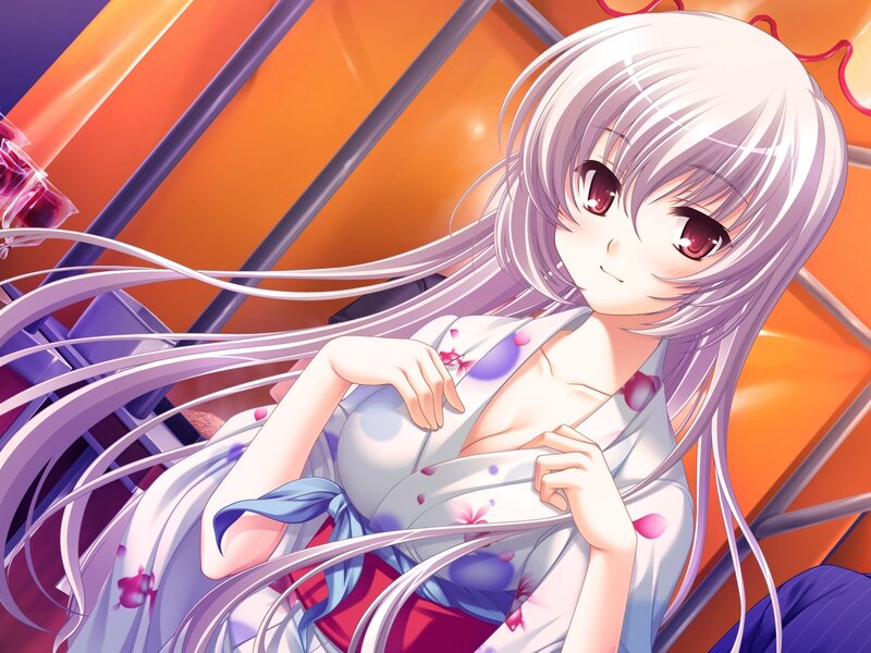 Silver-haired Anime Girl — Purple, Calm
