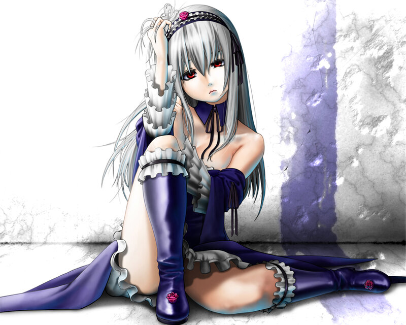Silver-haired Anime Girl — Purple, Dramatic