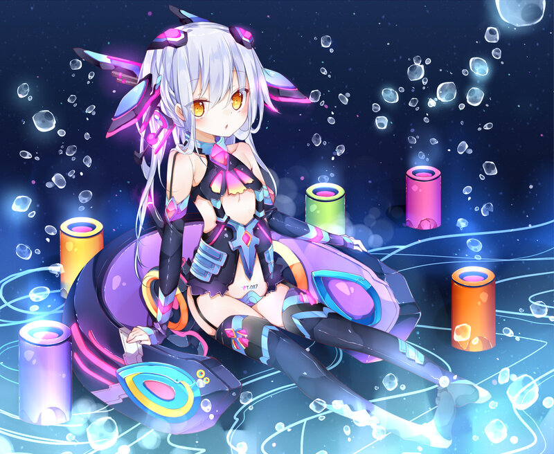 Silver-haired Anime Girl — Purple, Dreamy, Night, Digital Art