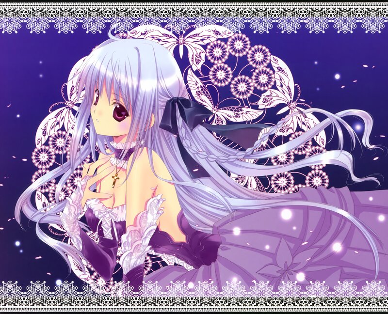 Silver-haired Anime Girl — Purple, Dreamy, Night
