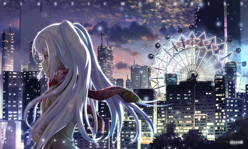 Silver-haired Anime Girl — Purple, Serene, Night