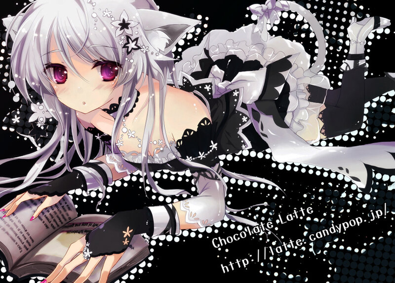silver-haired anime girl reading