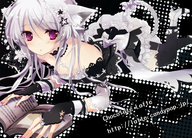 silver-haired anime girl reading