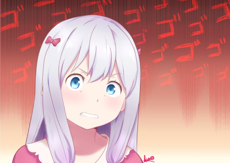 Silver-haired Anime Girl — Red, Dramatic, Bow