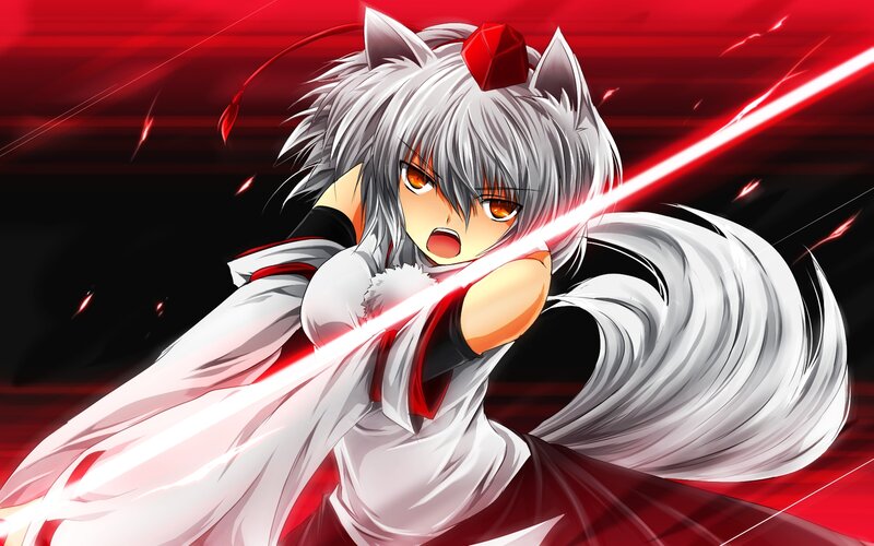 Silver-haired Anime Girl — Red, Dramatic