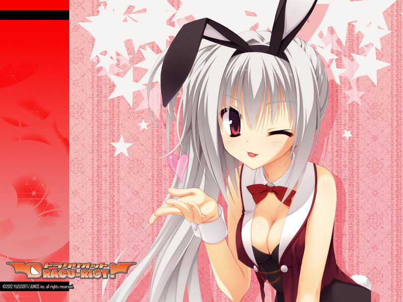 Silver-haired Anime Girl — Red, Playful