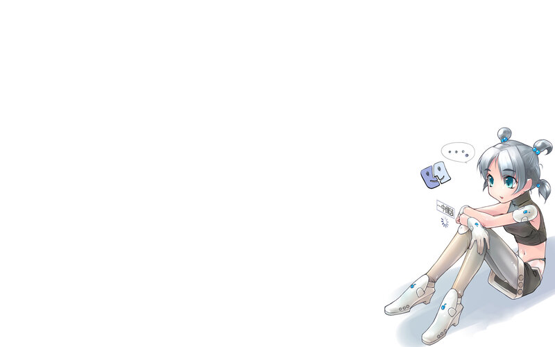silver-haired anime girl sitting