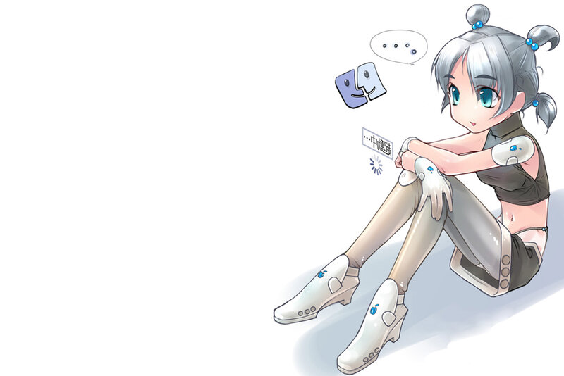 silver-haired anime girl sitting