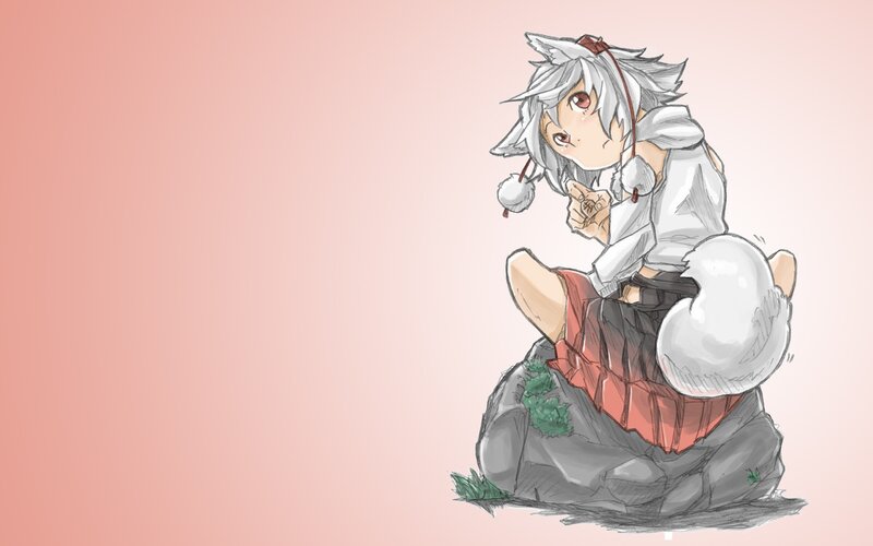 silver-haired anime girl sitting