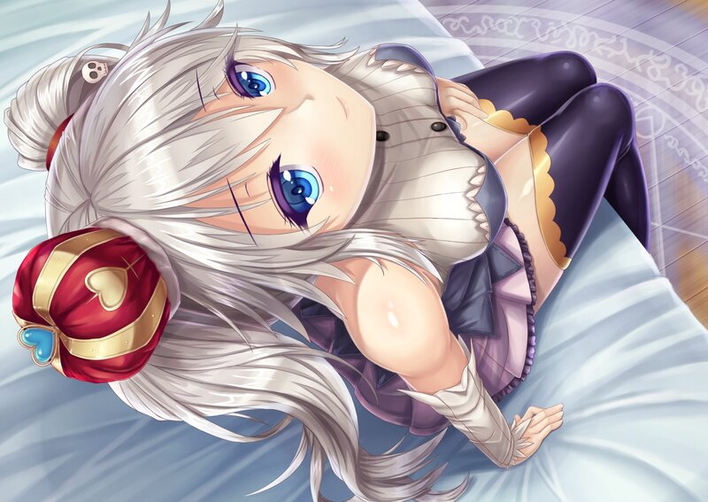 Silver-haired Anime Girl — White, Calm, Bed, Pillow
