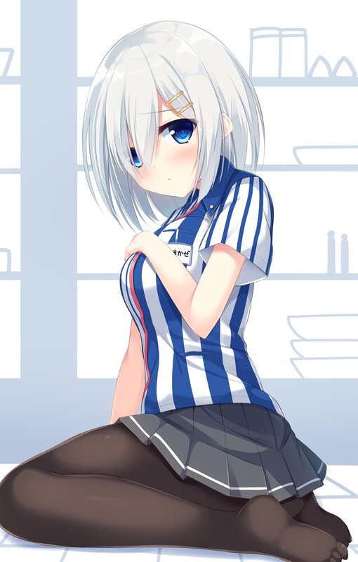 Silver-haired Anime Girl — White, Calm, School Uniform, Short Hair