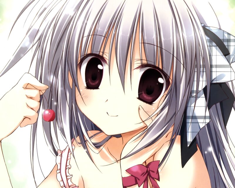 Silver-haired Anime Girl — White, Cheerful, Afternoon