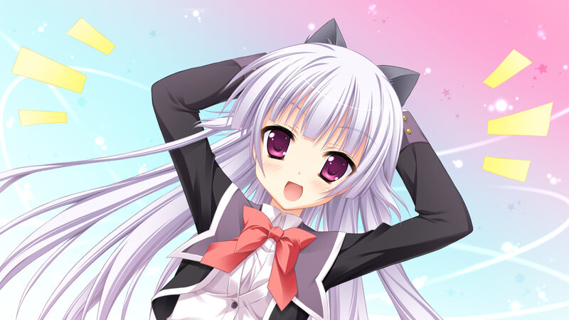 Silver-haired Anime Girl — White, Cheerful