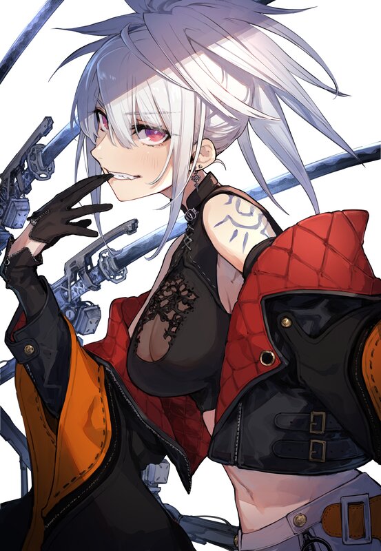 Silver-haired Anime Girl — White, Confident