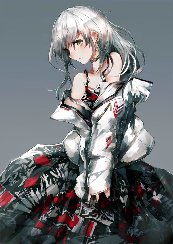 Silver-haired Anime Girl — White, Dramatic, Digital Art, Jacket