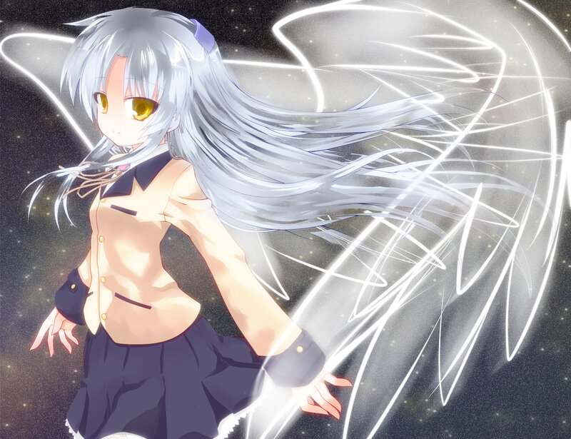 Silver-haired Anime Girl — White, Dramatic, Night