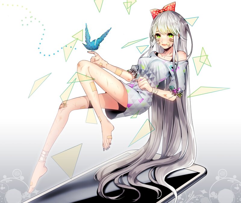 Silver-haired Anime Girl — White, Dreamy, Digital Art