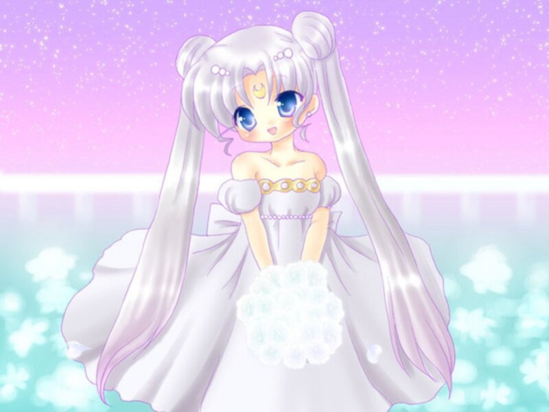 Silver-haired Anime Girl — White, Dreamy, Wedding Dress