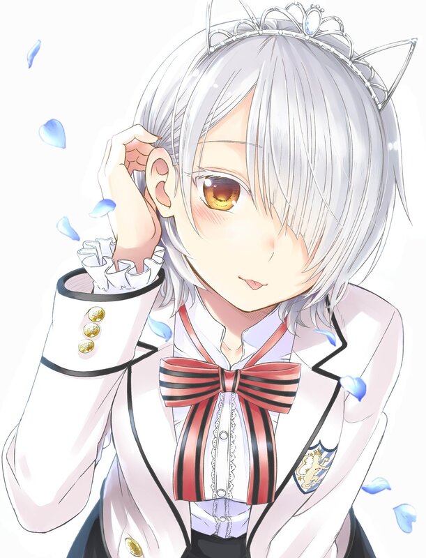 Silver-haired Anime Girl — White, Playful, Cat Ears, Tuxedo Jacket