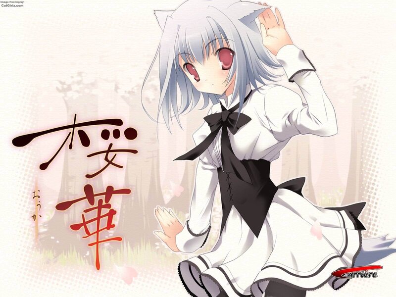 Silver-haired Anime Girl — White, Playful