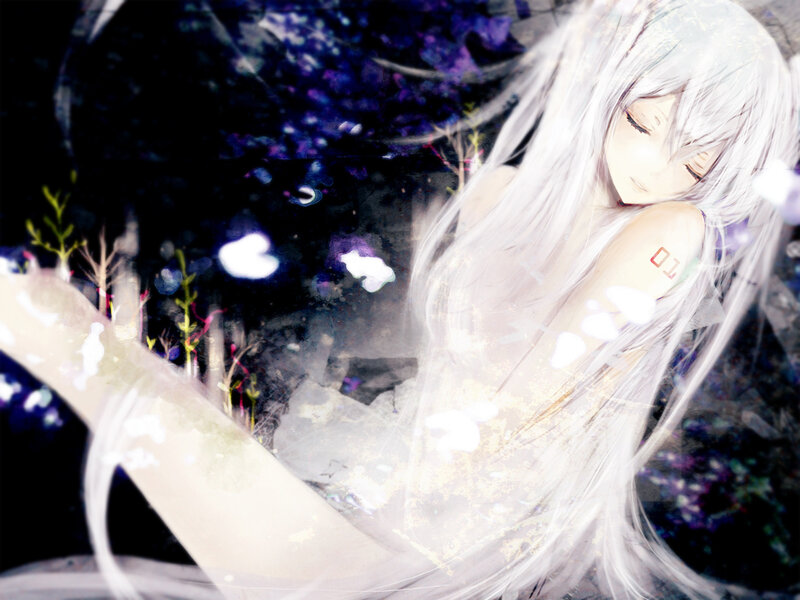 Silver-haired Anime Girl — White, Serene