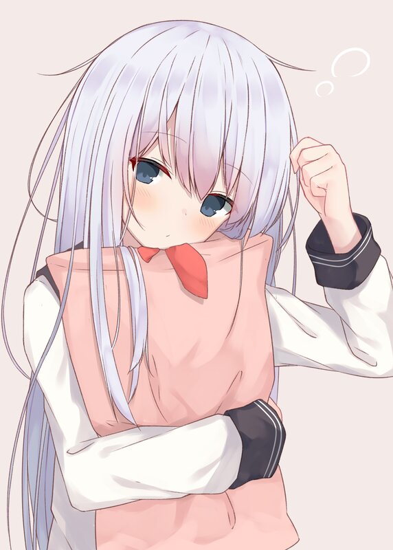 Silver-haired Anime Girl — White, Shy