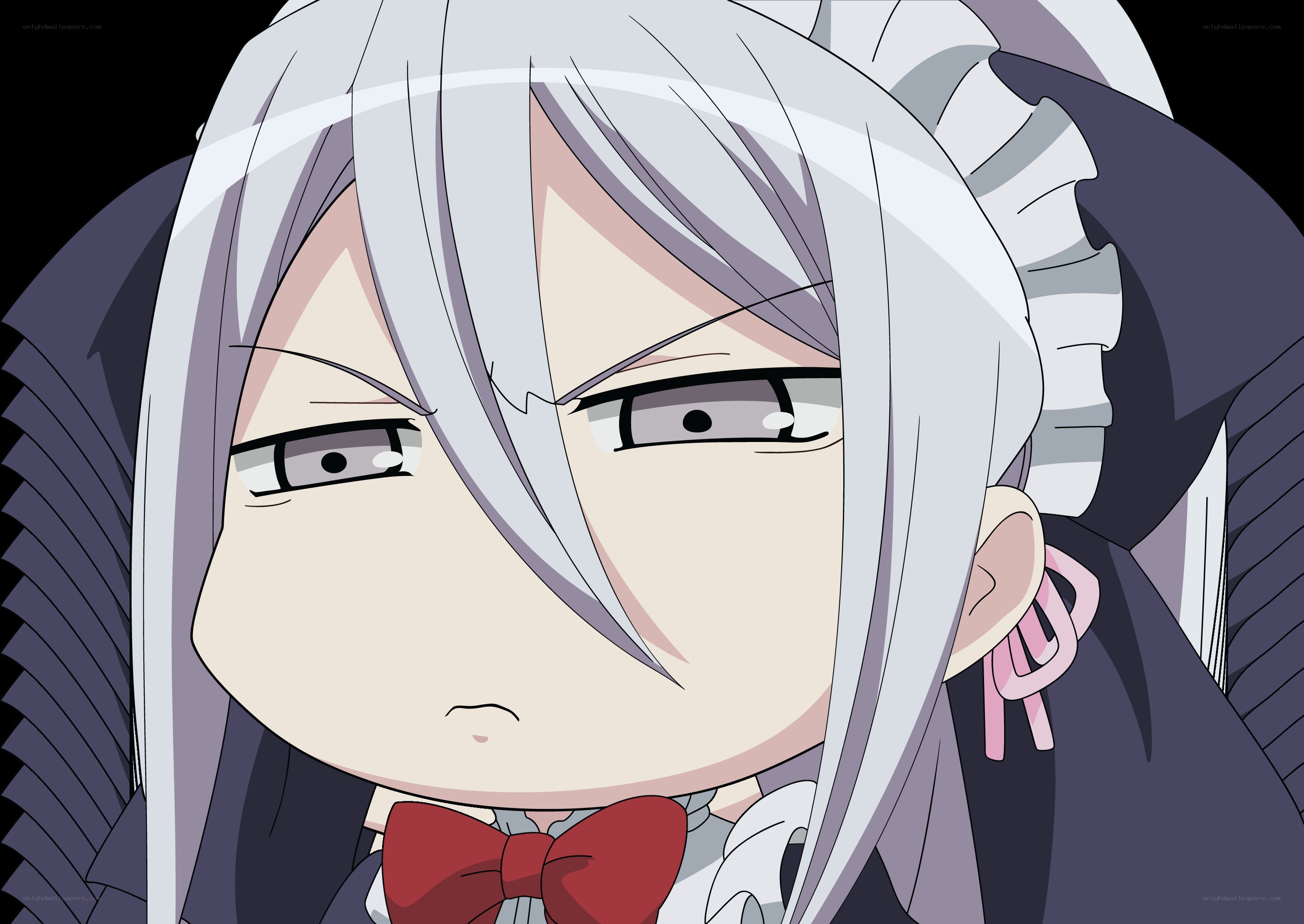 silver-haired anime girl with bow