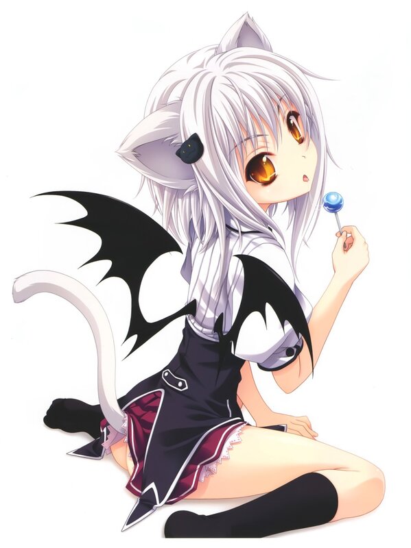 silver-haired anime girl with cat ears