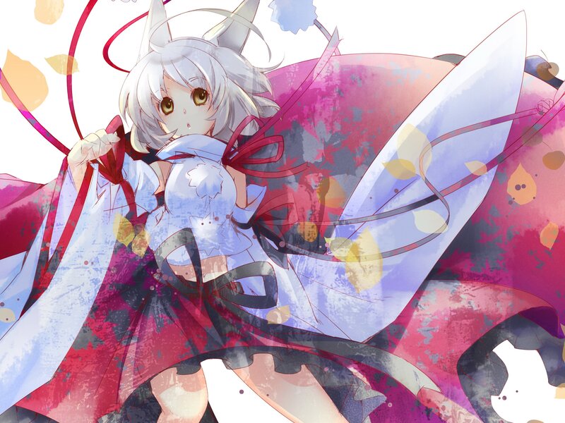 silver-haired anime girl with fox ears