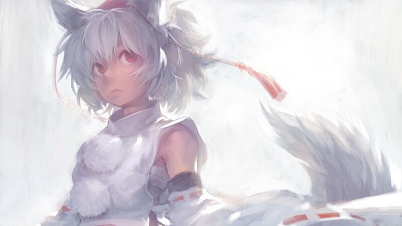silver-haired anime girl with fox ears