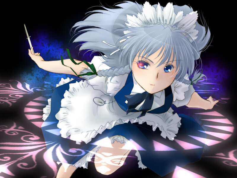 silver-haired anime girl with sword