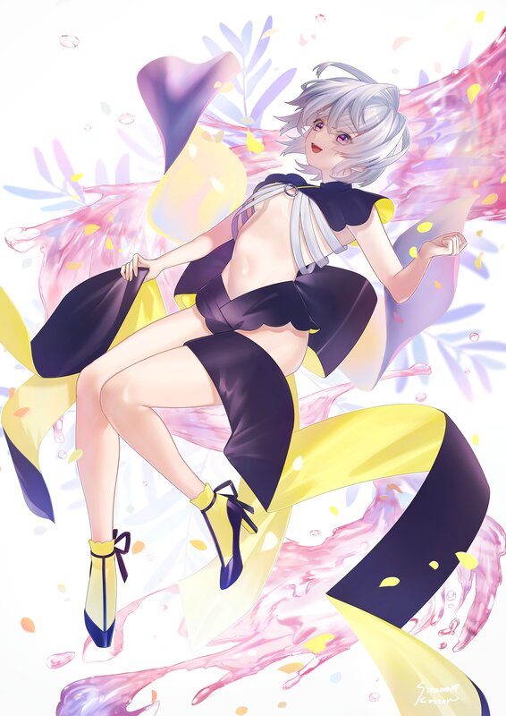 Silver-haired Anime Girl — Yellow, Dynamic