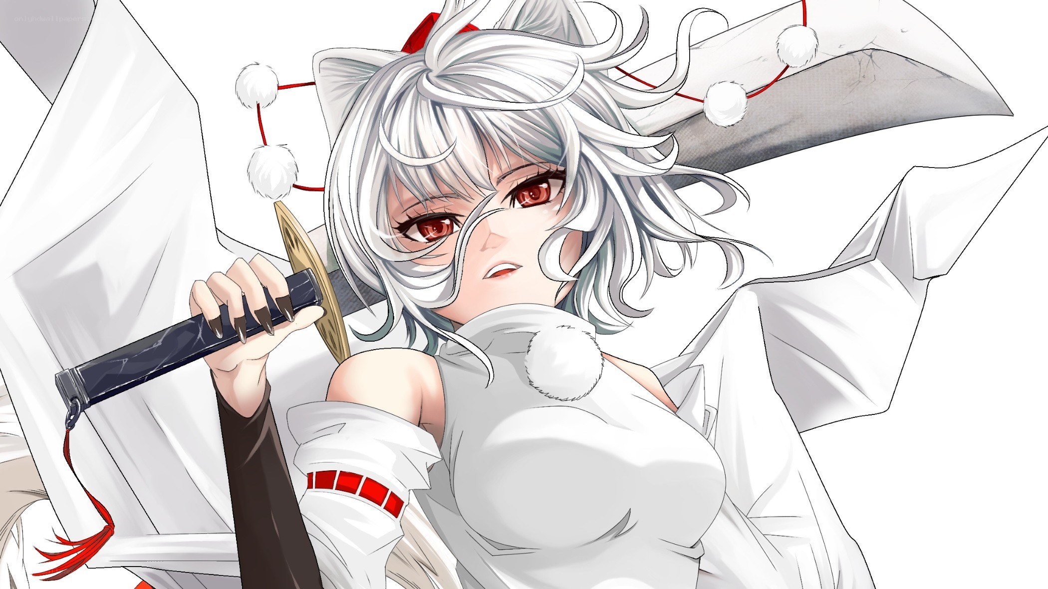 silver-haired anime warrior with sword