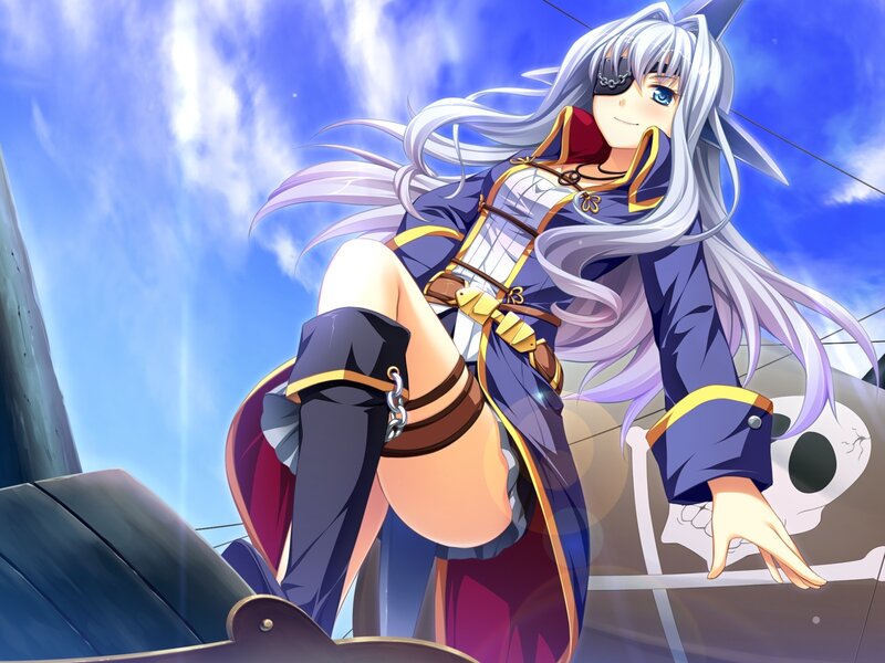 Silver-haired Anime Woman — Blue, Confident