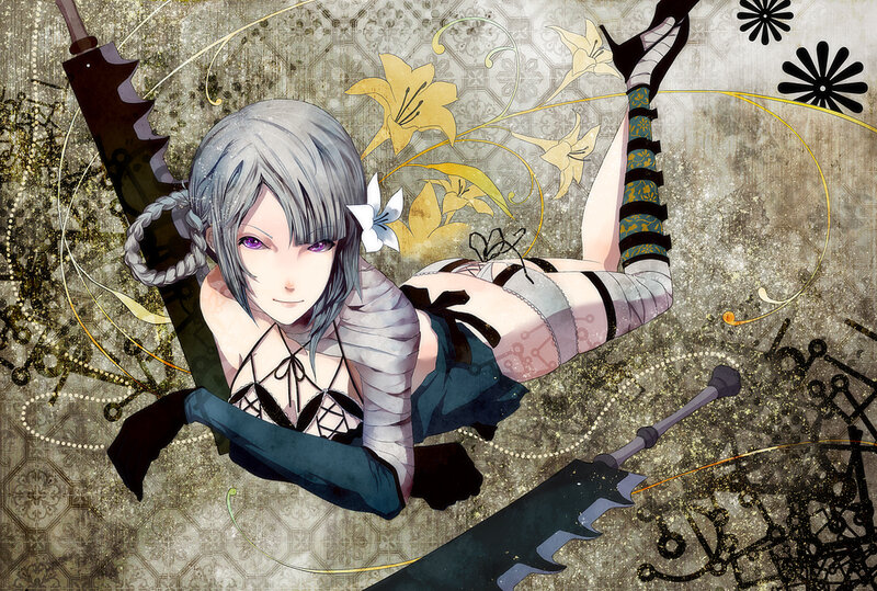 Silver-haired Anime Woman — Gray
