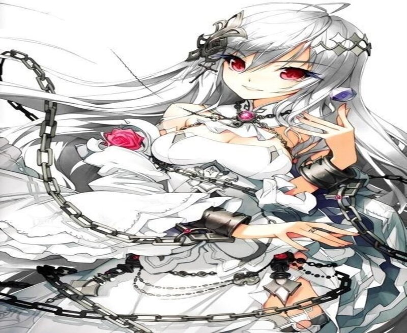Silver-haired Anime Woman — White, Dramatic
