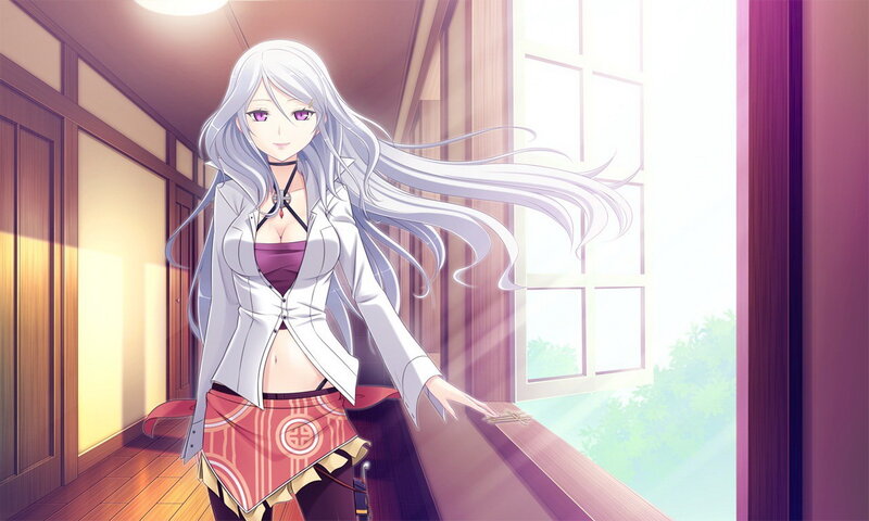 Silver-haired Anime Woman — White, Serene