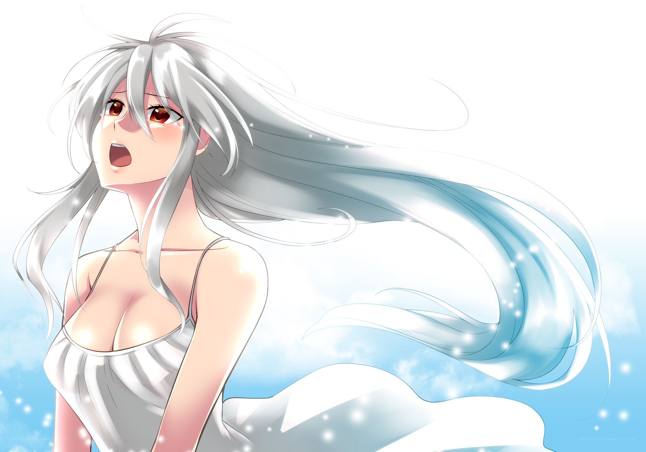 silver-haired anime woman