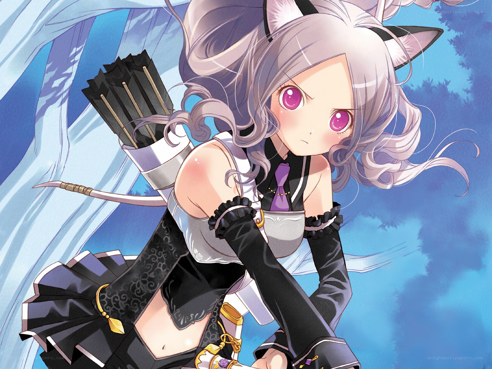 silver-haired archer girl