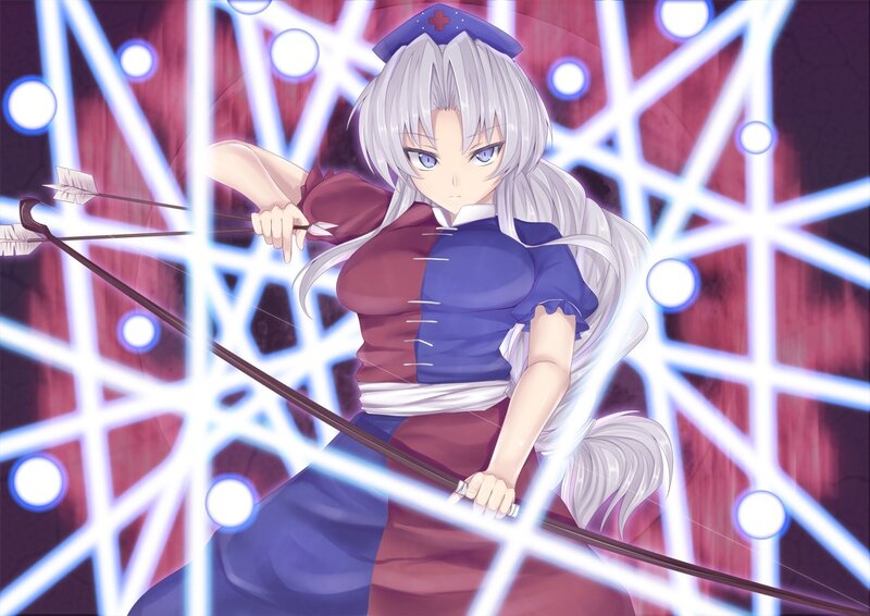 silver-haired archer in uniform