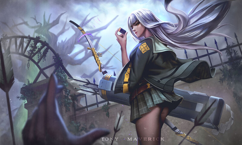 Silver-haired Archer Woman — Gray