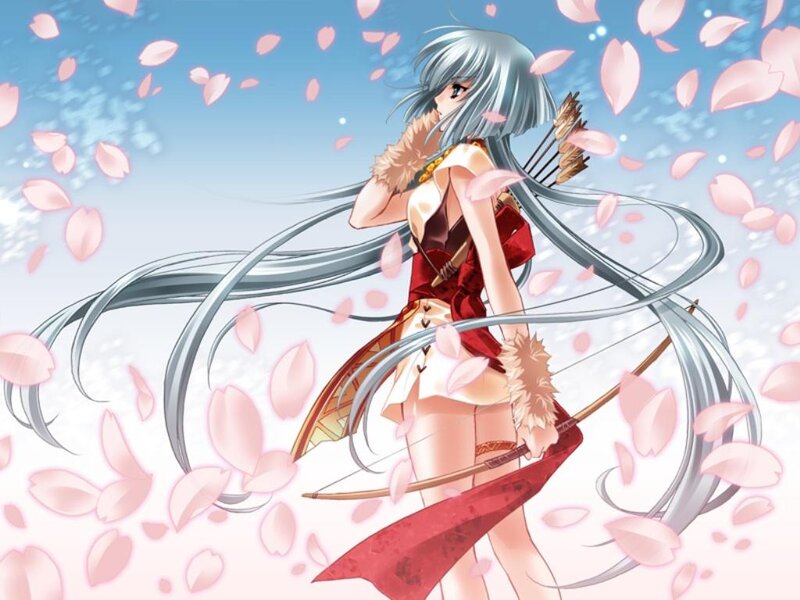 Silver-haired Archer Woman — Red, Serene
