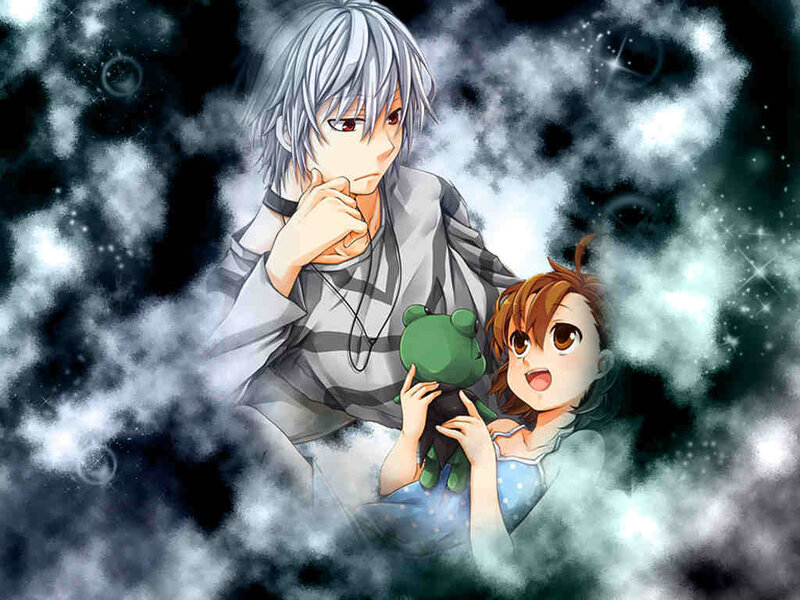 Silver-haired Boy and Girl — Gray
